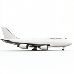 Obraz premium White Passenger Airplane Jet Aircraft Side View Commercial Airline Aviation Travel