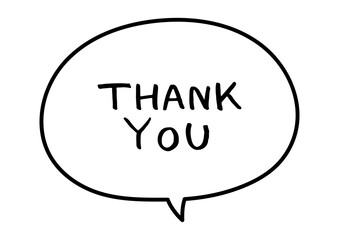 シンプルな手書きの吹き出しとメッセージ　ありがとう　Thank you