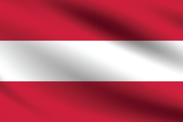 Austria flag official colors and proportion digital vector illustration. Pleated flag.