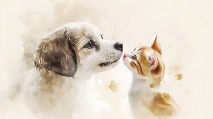 A Puppy And Kitten Share A Tender Moment Together