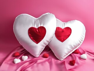 Fototapeta premium pink heart on a red background