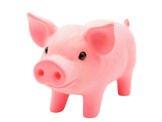 Cute pink pig toy with shiny eyes and detailed texture design