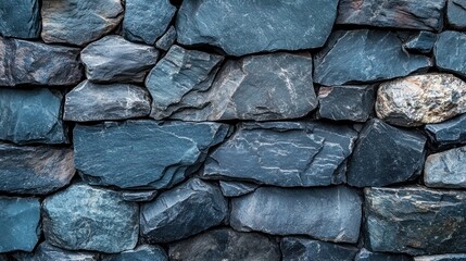 Fototapeta premium Dark blue stone wall texture background.