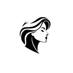 Elegant Woman Profile: A Black and White Vector Illustration of Female Beauty and Style.  Perfect for fashion, beauty, and design projects.