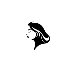 Elegant Woman Profile: Minimalist Black and White Vector Art.  Perfect for fashion, beauty, and logo design.  A stylish and sophisticated graphic illustration.