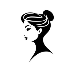 Elegant Woman Profile: Black and White Minimalist Art.  A stylish, graphic illustration of a female face, perfect for fashion, beauty, or design projects.