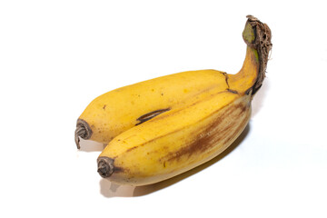 Wonderful yellow twin bananas were displayed all around