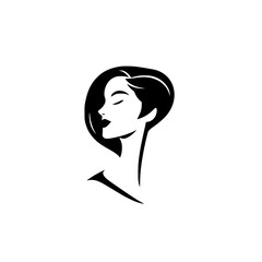 Elegant Woman Portrait: A Stylish Black and White Minimalist Vector Illustration