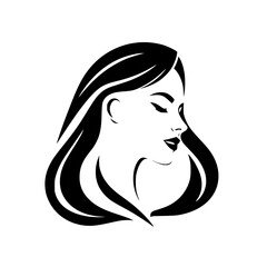 Elegant Woman Portrait: Black and White Minimalist Style.  A stylish vector graphic design of a female face, showcasing beauty and fashion. Perfect for beauty, fashion, and design projects.