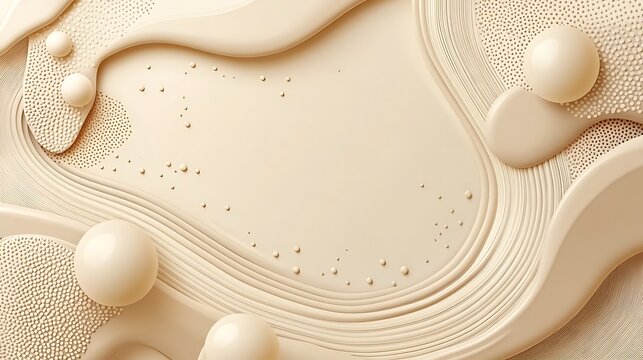 Beige abstract background, spheres, waves