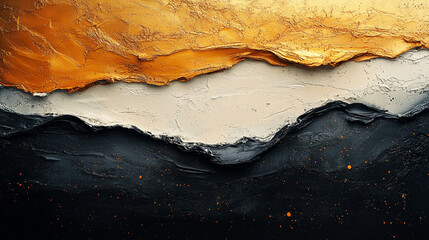 Fototapeta premium Abstract Gold Black White Texture Painting Modern Art Canvas Image Style Decor Design Visual Colors 