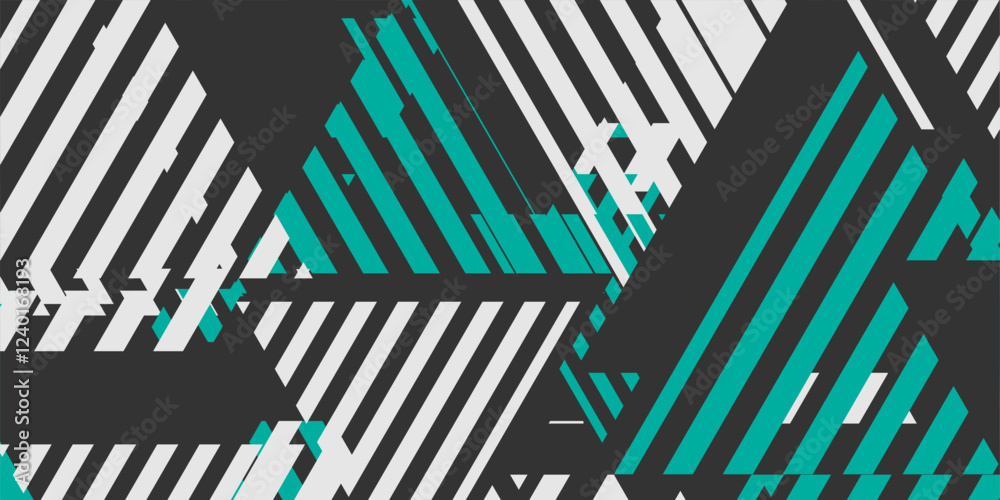 Aufkleber Abstract geometric tech striped triangles contrast background. Vector graphic design
