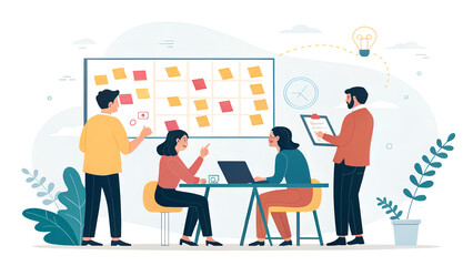 Team Collaboration in Modern Office with Brainstorming Activities