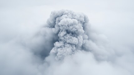 Naklejka premium Volcanic eruption plume, ash cloud, Iceland landscape, environmental disaster