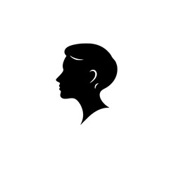 Elegant Woman Profile Silhouette: Minimalist Vector Icon, Black and White Head Design, Perfect for Beauty, Fashion, or Avatar