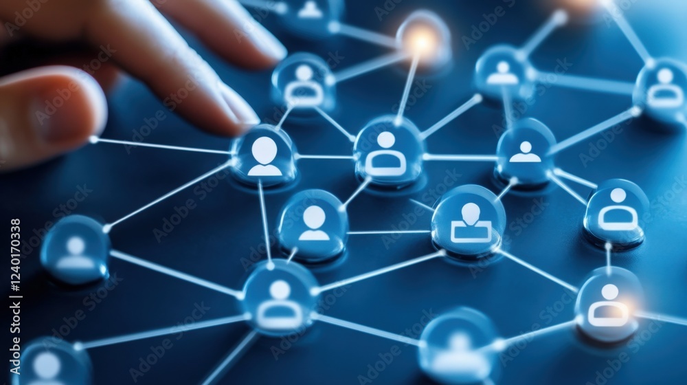 Poster Connected Digital Network Illustrating Interaction Among Users