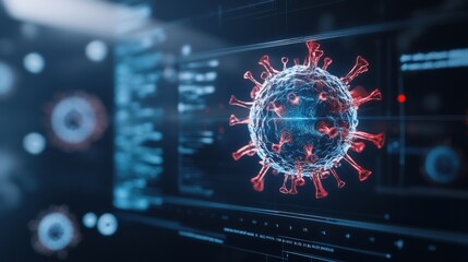 Obraz premium Detailed Visualization of Coronavirus Structure with Digital Elements