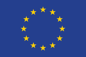 Flag of the European Union. Flag icon. Standard color. Standard size. A rectangular flag. Computer illustration. Digital illustration. Vector illustration.