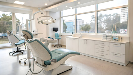Modern Dental Clinic Interior with Comfortable Dental Chair and Equipment