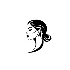 Elegant Woman Profile: Black and White Minimalist Vector Art.  A stylish and modern illustration of female beauty and fashion.