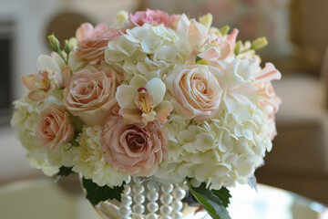 pearl inspired floral arrangement.