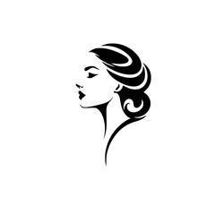 Elegant Woman Profile: Minimalist Black and White Beauty Illustration.  A stylish and modern graphic design, perfect for fashion, beauty, and art projects.