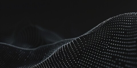 A sophisticated minimalist composition on a jet-black background, Centralized fine zigzag lines and light dots, Contemporary minimalist style