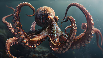 Obraz premium Octopus realistic close up