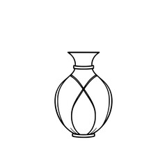 Elegant Outline Vase: A Classic Home Decor Illustration.  Simple Line Art Design, Perfect for Interior Architecture and Pottery Enthusiasts.