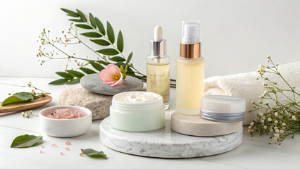 Natural Skincare Products with Fresh Ingredients on Display