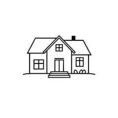 Simple House Line Art: Minimalist Black and White House Illustration - Home Design, Real Estate, Residential Architecture