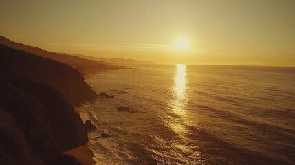 Golden Hour Coastal Sunset: California Coastline