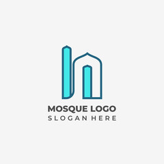Elegant Semi Lineart Mosque Dome Logo 