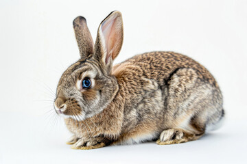 Fototapeta premium a complete of rabbit with blue eyes, solid stark white background