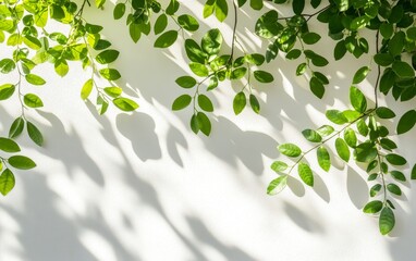 Sunlight dappled leaves wall background