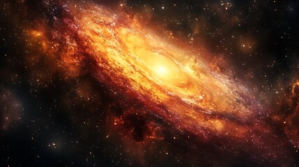 Obraz premium A Cosmic Spiral Galaxy with Bright, Glowing Orange and Red Hues