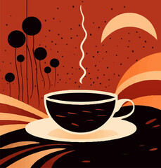 Minimalist Coffee Cup with Geometric Accents,  Vector Illustration
