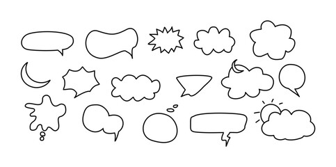 icon set doodle art label comic editable stroke 