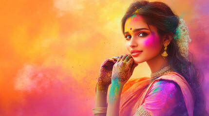 Naklejka premium happy holy indian festival of color background
