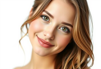 Naklejka premium Female portrait on white background
