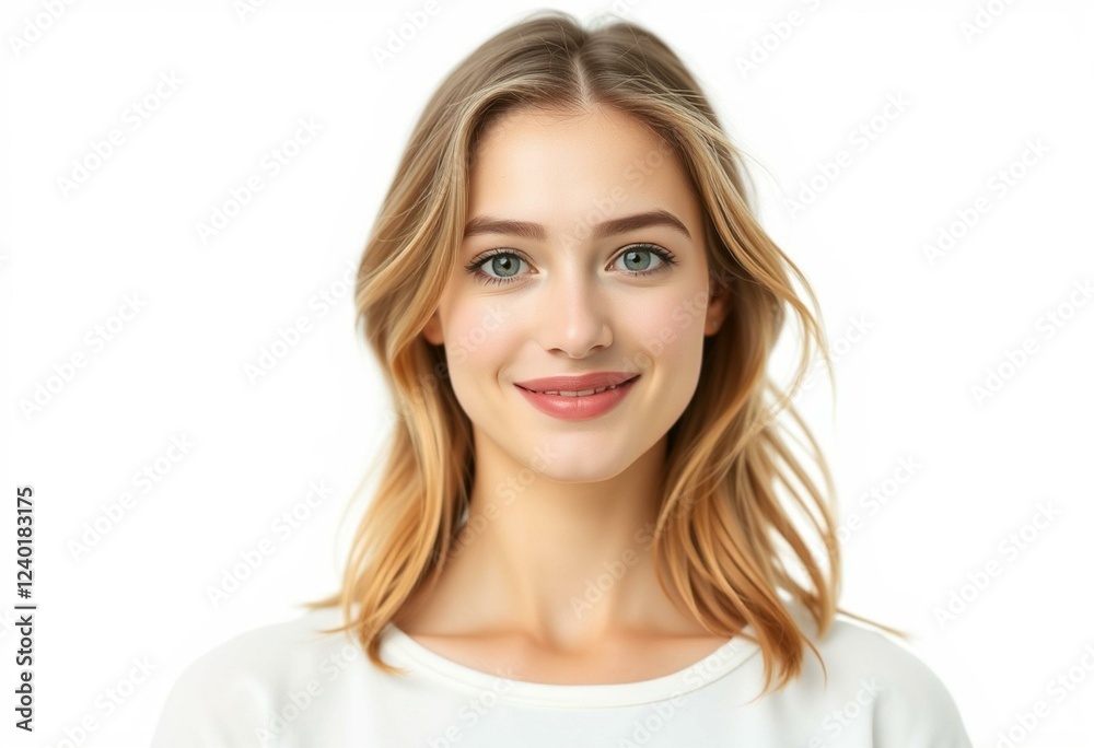 Wall mural Female portrait on white background