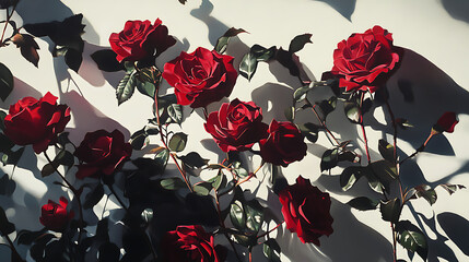 red rose petals on the black