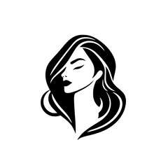 Elegant Woman Portrait: Black and White Minimalist Beauty Illustration.  Perfect for fashion, beauty, and hair salons.  A stylish and sophisticated graphic design.
