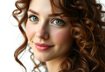 Naklejka premium Female portrait on white background