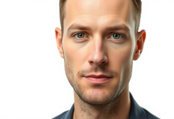 Photorealistic male portrait on white background