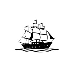 Majestic Sailing Ship: A Vintage Vessel on the Open Sea. Embark on an epic voyage of discovery and adventure with this classic maritime image.