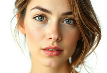 Obraz premium Photorealistic female portrait with neutral expression
