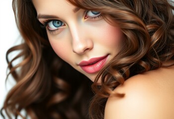 Fototapeta premium Photorealistic female portrait on white background