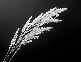 Fototapeta premium Frost Covered Grass Blades Against Dark Background