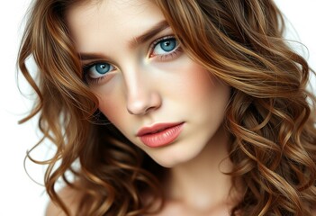 Fototapeta premium Female portrait on white background